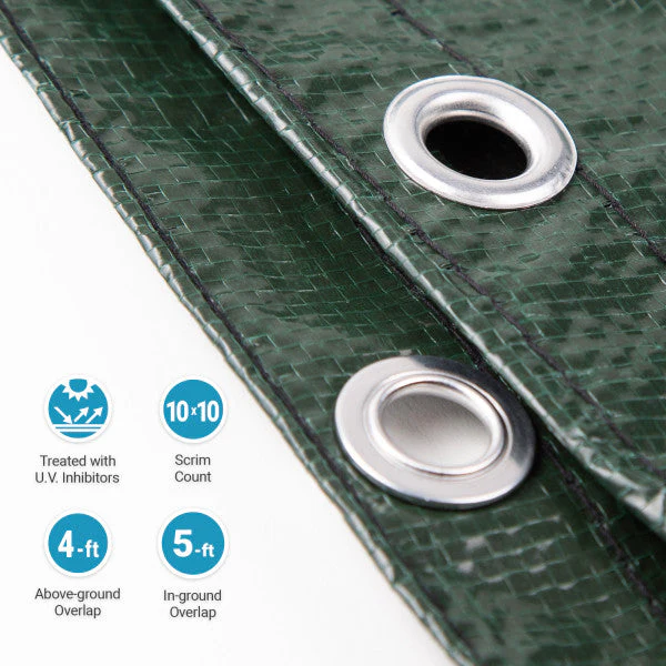 15' / 16' Round Above Ground Swimming Pool Tarp Winter Cover - Image 7