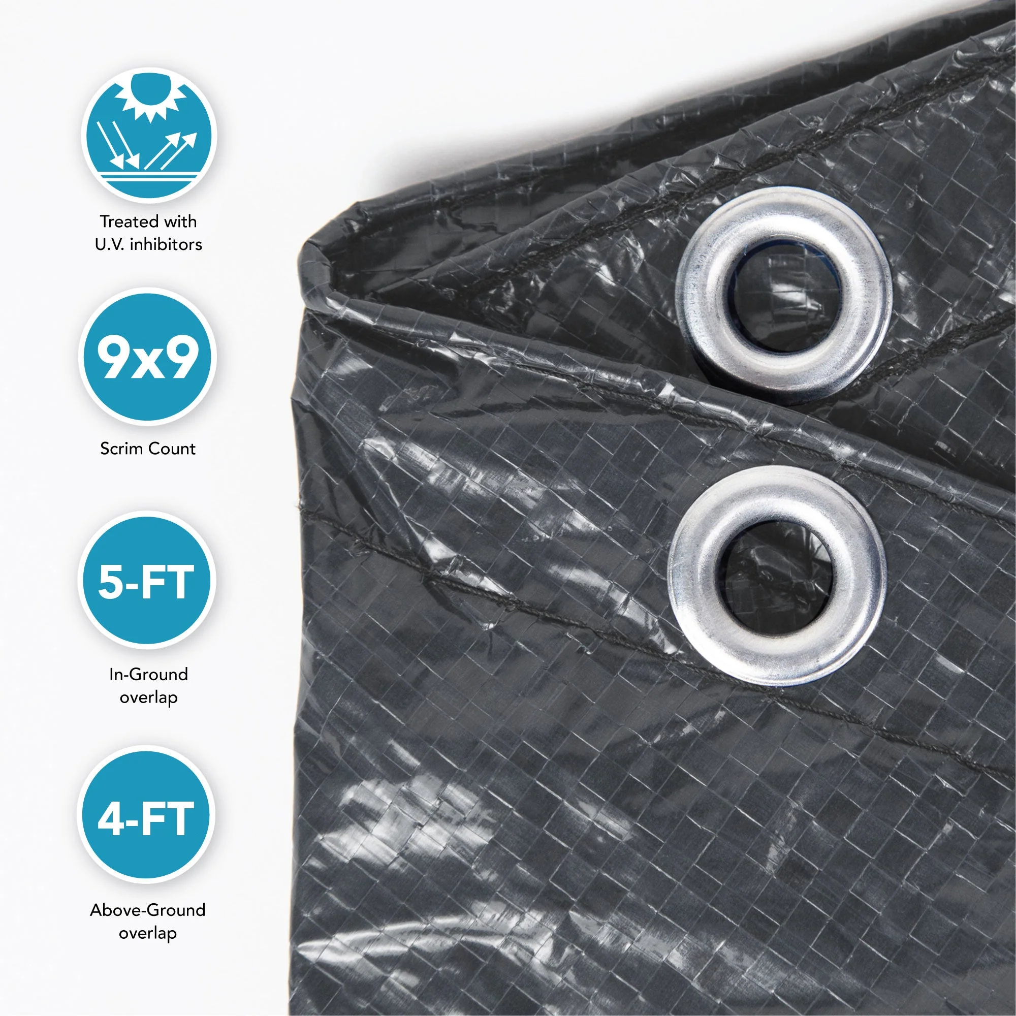 15' / 16' Round Above Ground Swimming Pool Tarp Winter Cover - Image 6