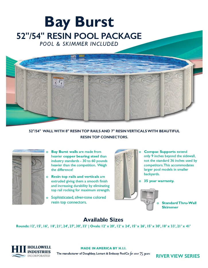 Bay Burst 52" or 54" Tall Resin Above Ground Pool Kit plus Starter Package - Image 7