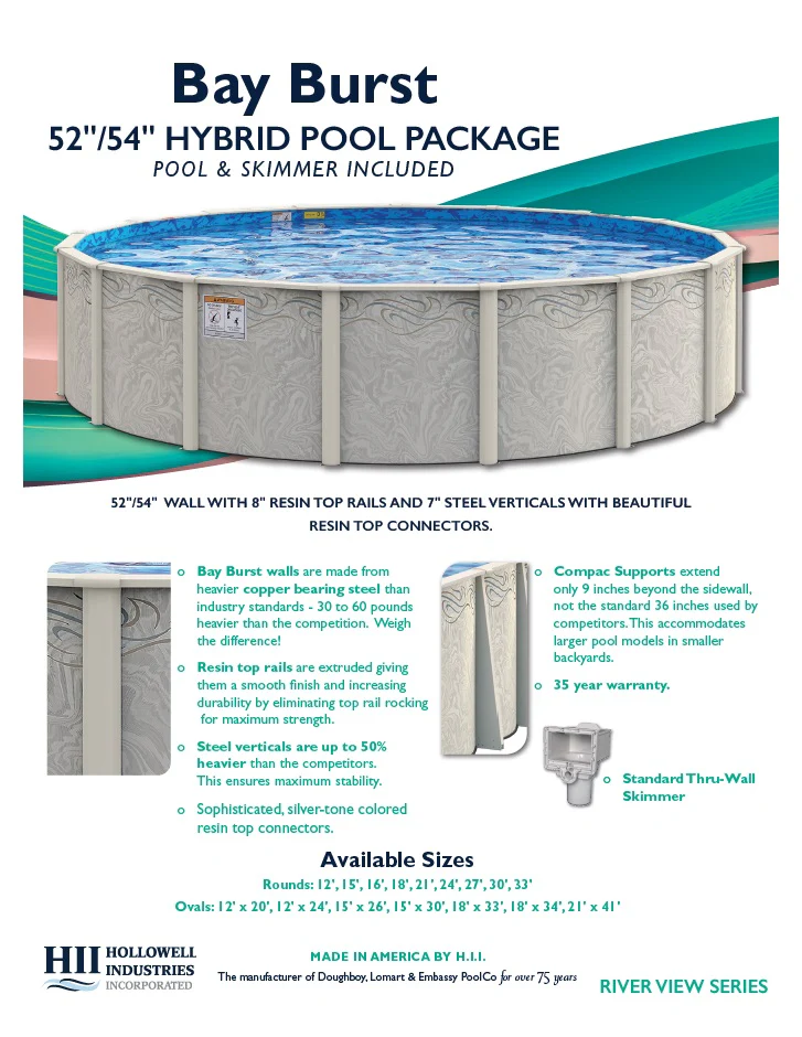 Bay Burst Hybrid 52" or 54" Tall Above Ground Pool Kit plus Starter Package - Image 7