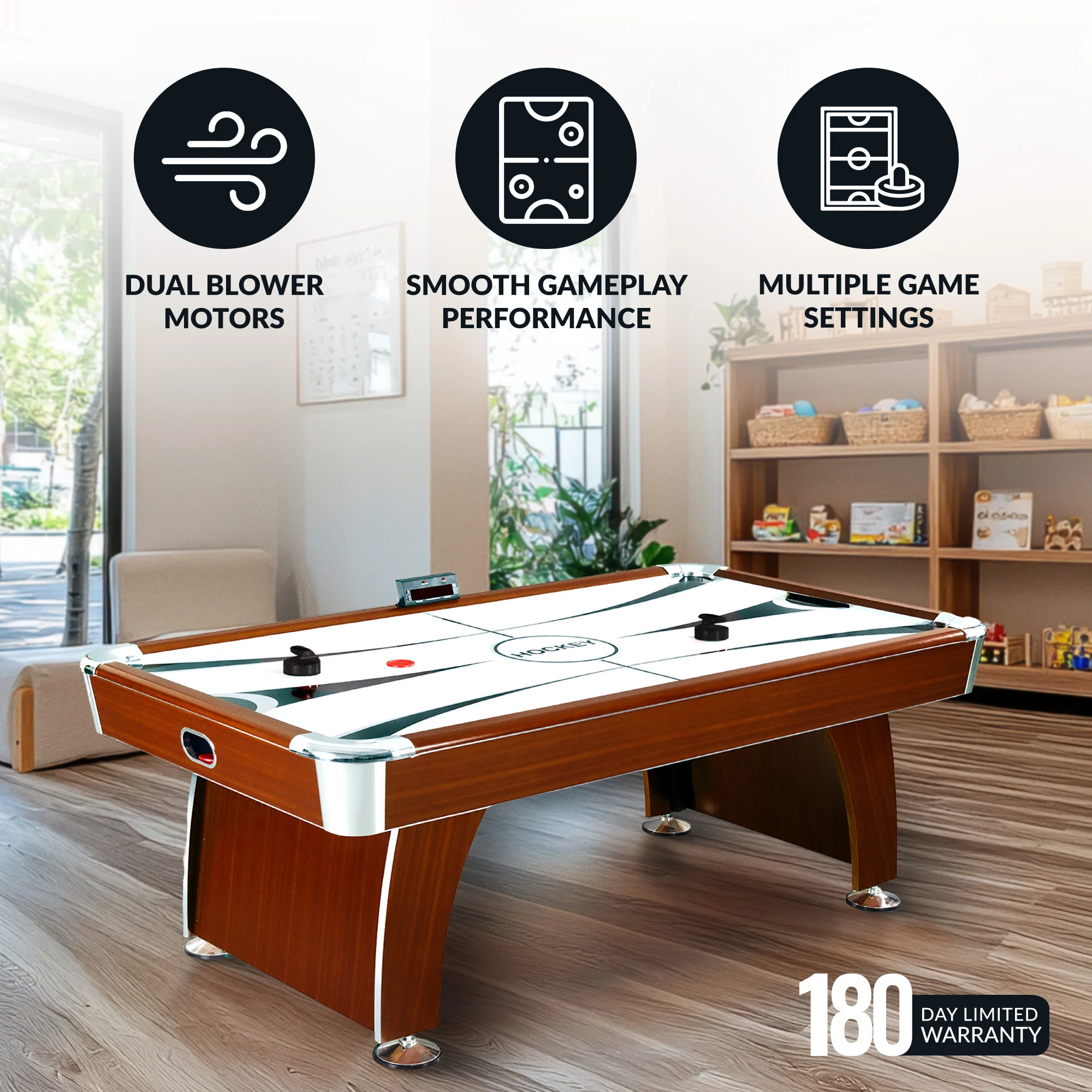 Brentwood 90" Air Hockey Table with Electronic Scoring - Image 5
