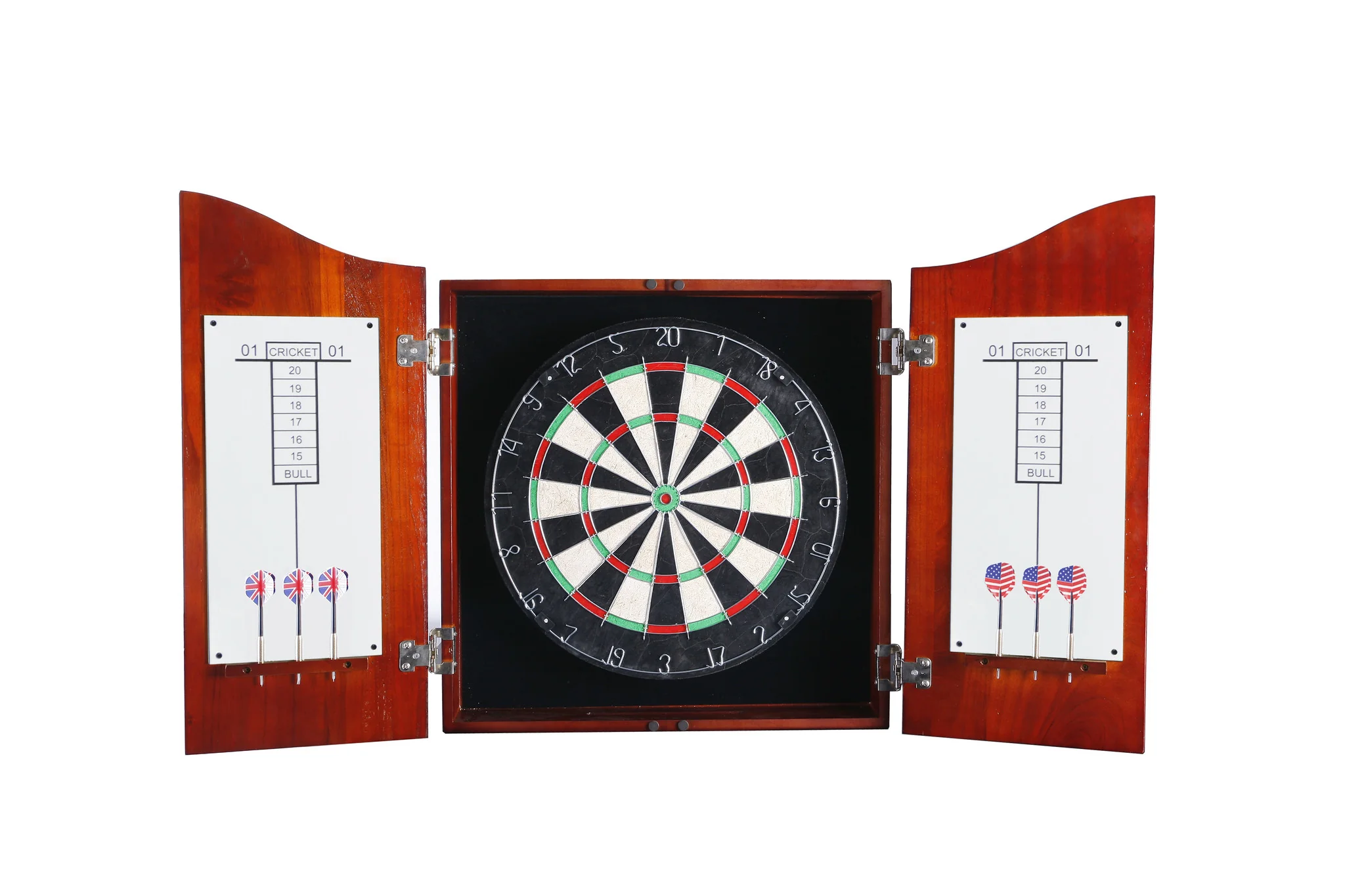 Centerpoint Solid Hardwood Dart Board Cabinet Set Steel Tip Darts Dartboard Game - Image 3