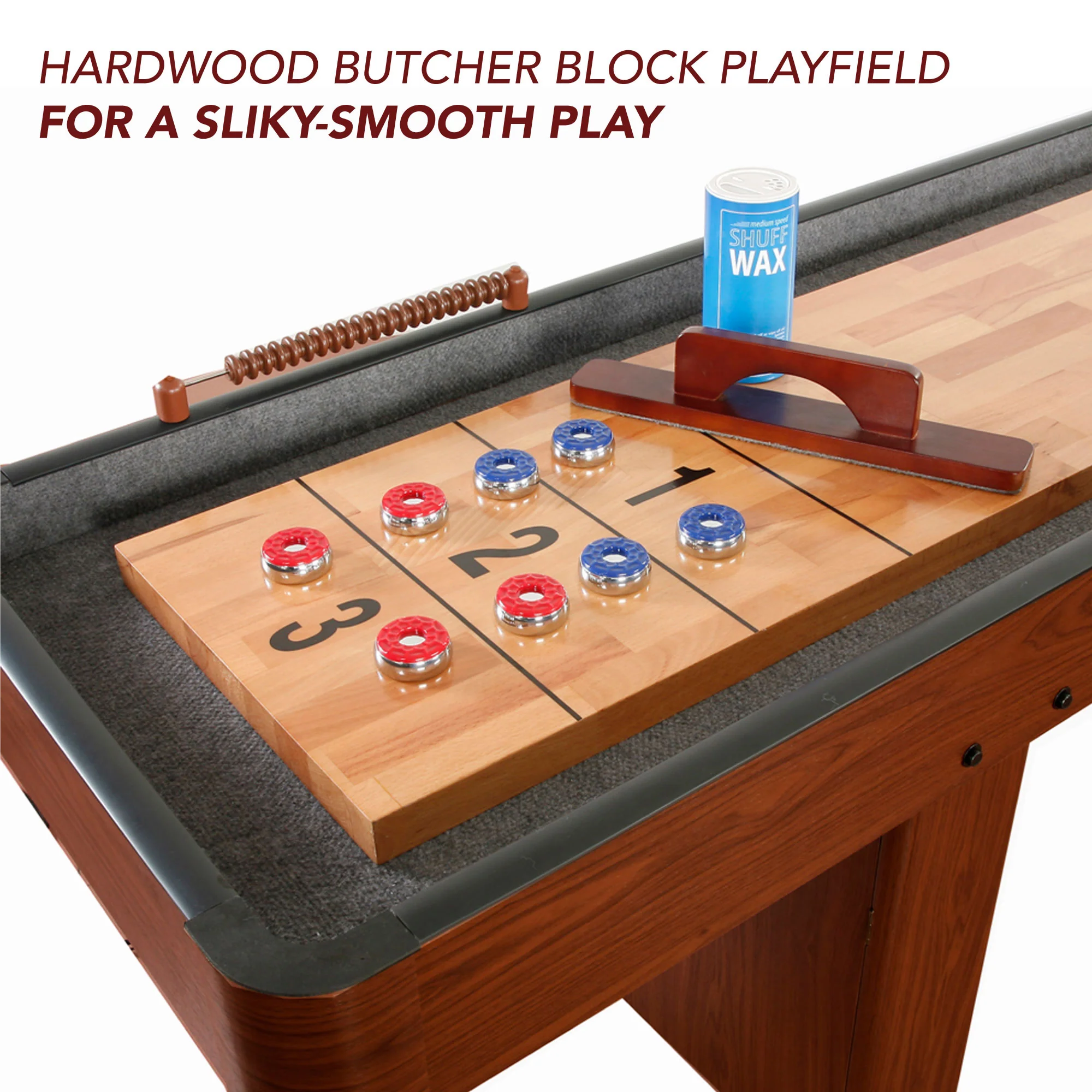 Challenger 14' Deluxe Pub Style Shuffleboard Table - Walnut Finish - Image 3