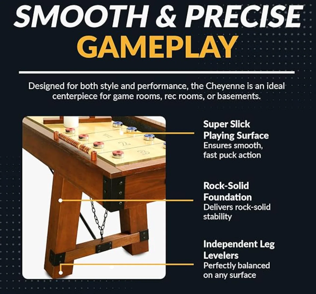 Cheyenne 12-ft Shuffleboard Table in Rustic Oak Finish - Image 4