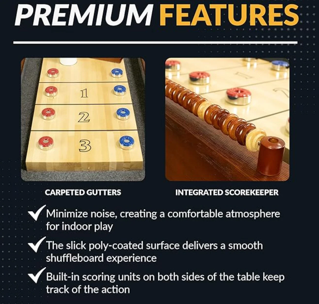 Cheyenne 12-ft Shuffleboard Table in Rustic Oak Finish - Image 6
