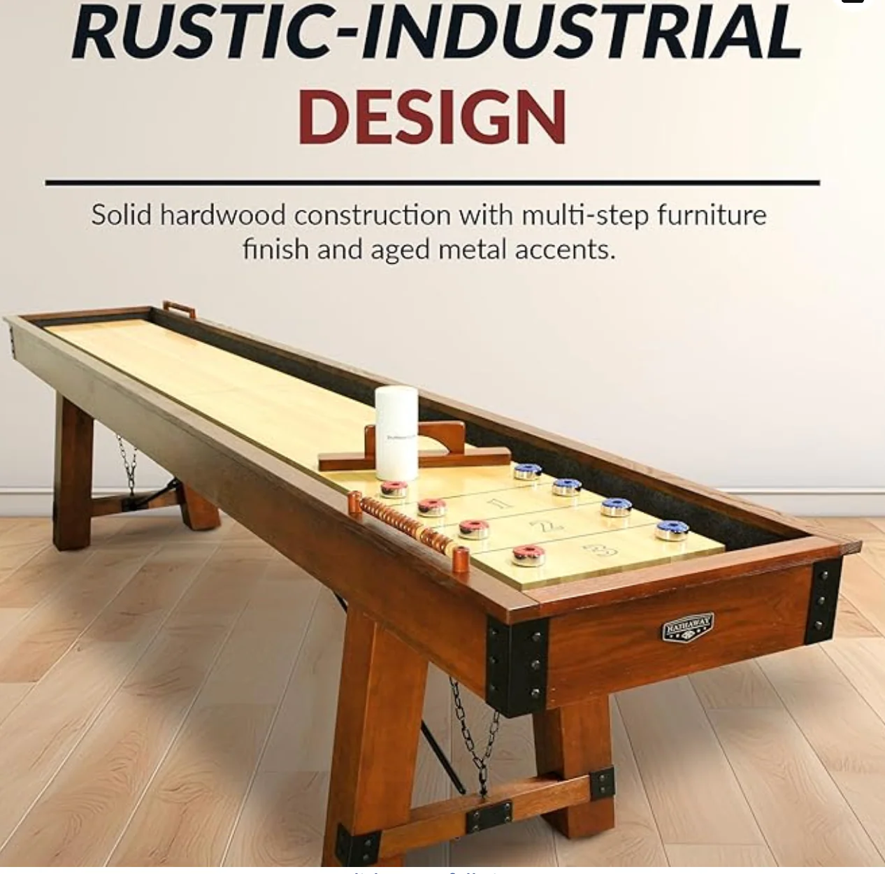 Cheyenne 12-ft Shuffleboard Table in Rustic Oak Finish - Image 7