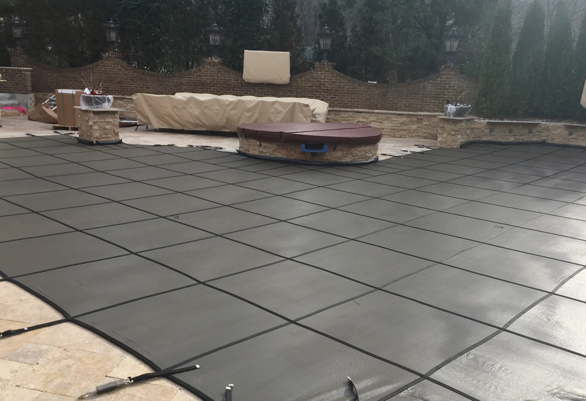 Custom Swimming Pool Winter Safety Cover QUOTE and SAMPLE MATERIALS Mesh & Solid - Image 3