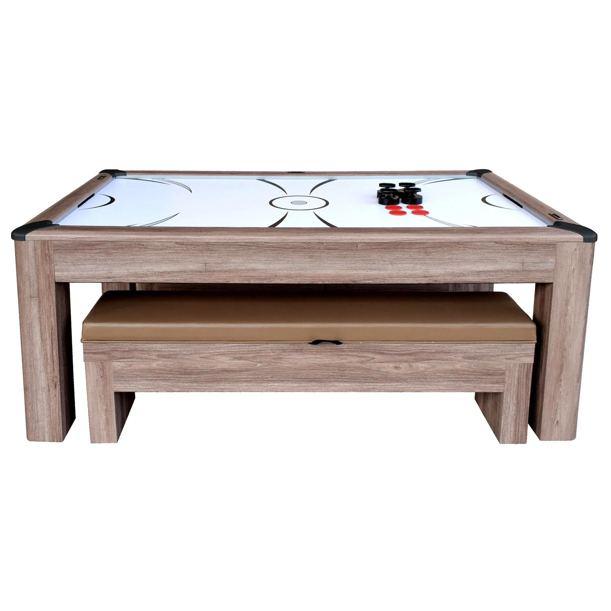 Driftwood 7-ft 3-in-1 Combo Air Hockey Table w/ Ping Pong and Dining - Image 6