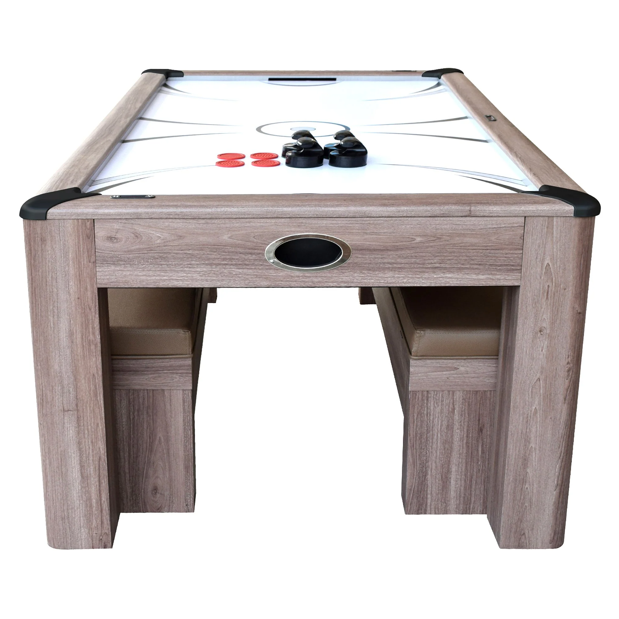 Driftwood 7-ft 3-in-1 Combo Air Hockey Table w/ Ping Pong and Dining - Image 9