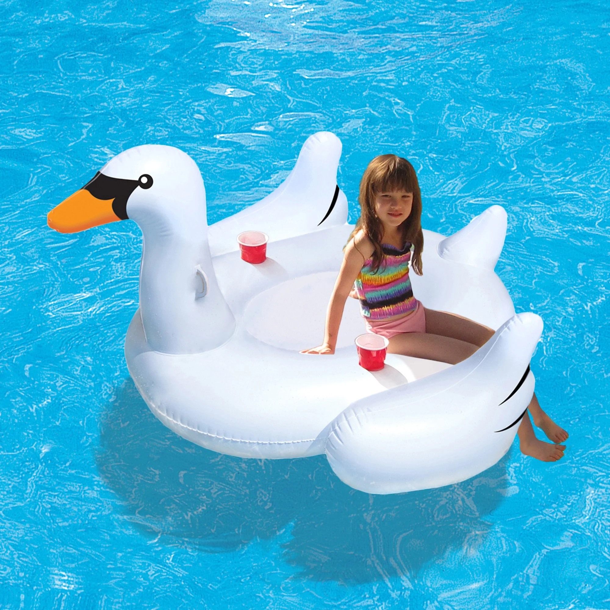 Elegant Giant Swan 73-in Inflatable Ride-On Pool Float - Image 3