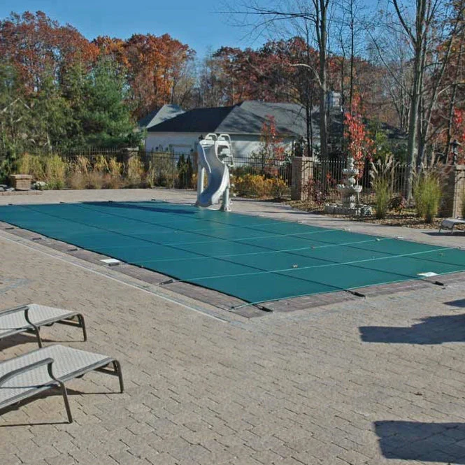 GLI Secur-A-Pool Swimming Pool Mesh Rectangle Safety Cover with Security Anchors - Image 3