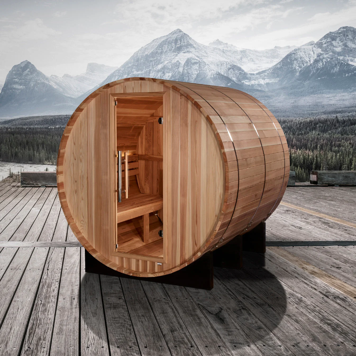 Golden Designs Arosa 4 Person Barrel Traditional Sauna - Image 2