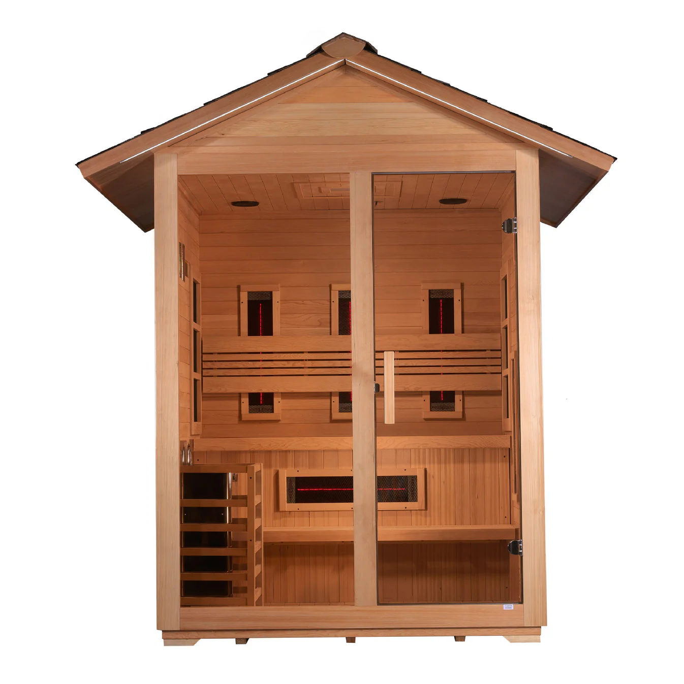 Golden Designs Carinthia 3 Person Hybrid (PureTech™ Full Spectrum IR or Traditional Stove) Outdoor Sauna - Image 2