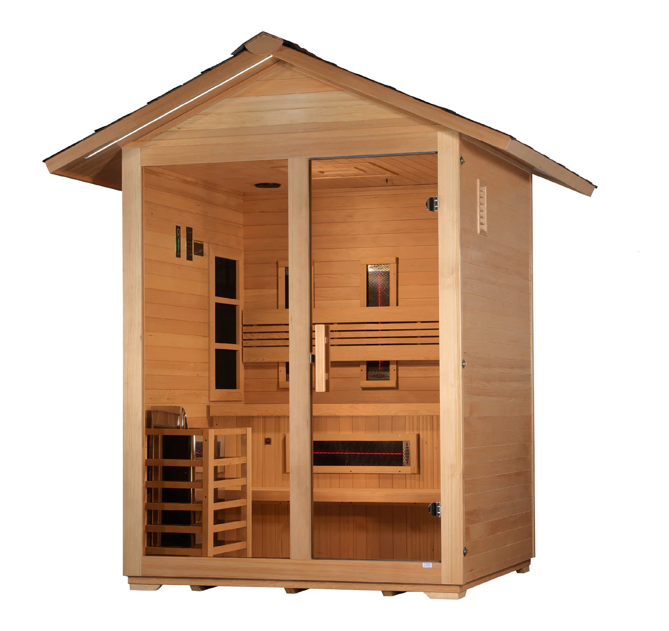 Golden Designs Carinthia 3 Person Hybrid (PureTech™ Full Spectrum IR or Traditional Stove) Outdoor Sauna - Image 3