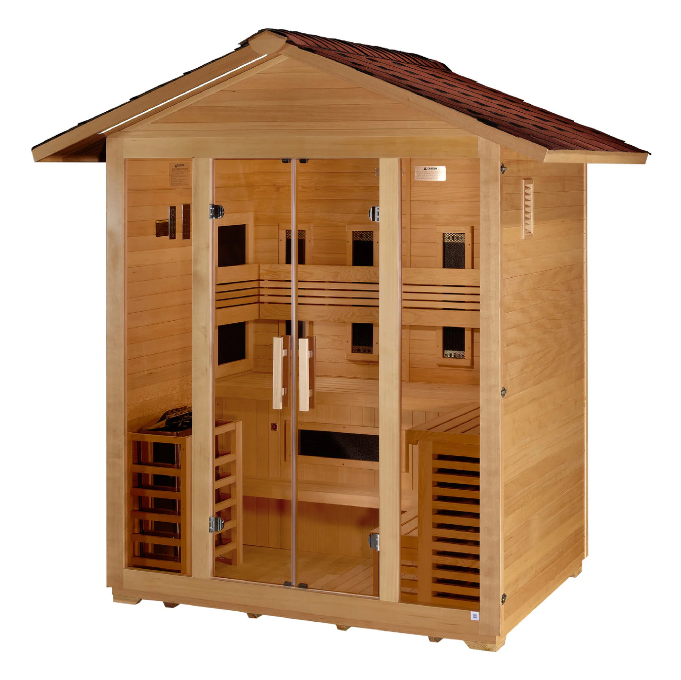 Golden Designs Gargellen 5 Person Hybrid (PureTech™ Full Spectrum IR or Traditional Stove) Outdoor Sauna - Image 4