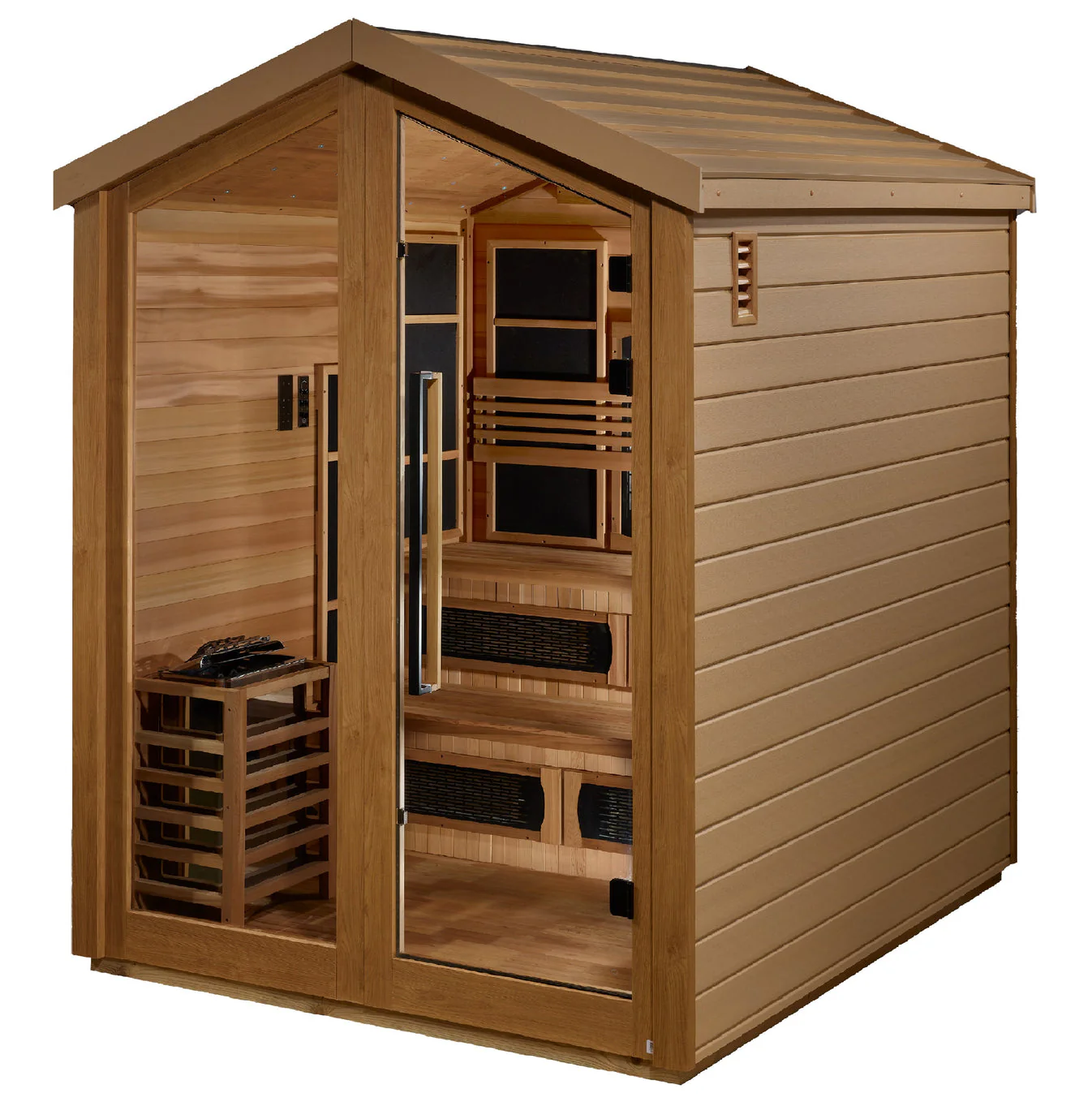 Golden Designs Kaskinen 6 Person Barn Hybrid (PureTech™ Full Spectrum IR or Traditional Stove) Outdoor Sauna - Image 4