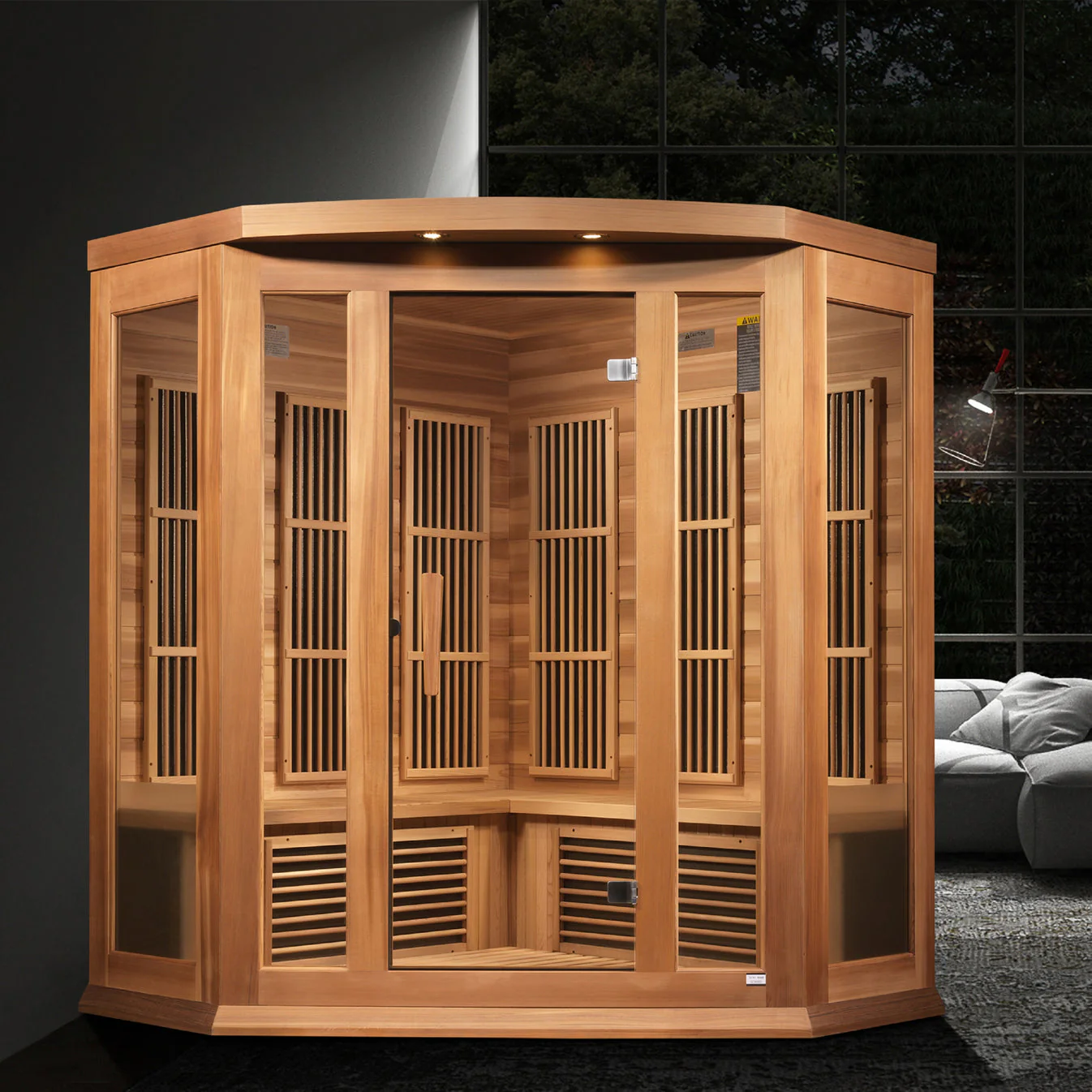 Maxxus Avignon 3 Person Corner Near Zero EMF FAR IR Sauna - Image 4