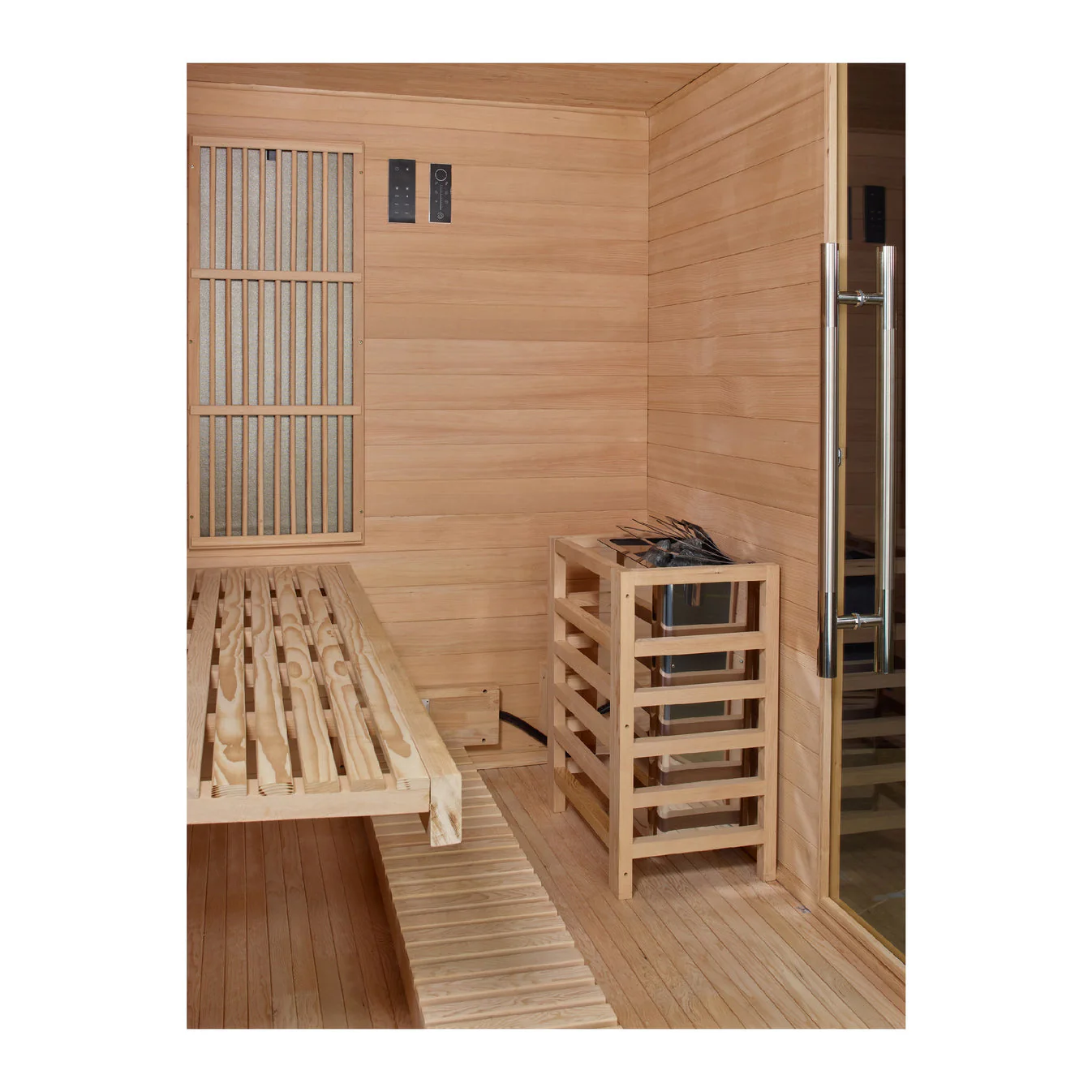 Golden Designs Soria 3 Person Hybrid Sauna (Indoor) Full Spectrum and Harvia Traditional Stove - Image 6
