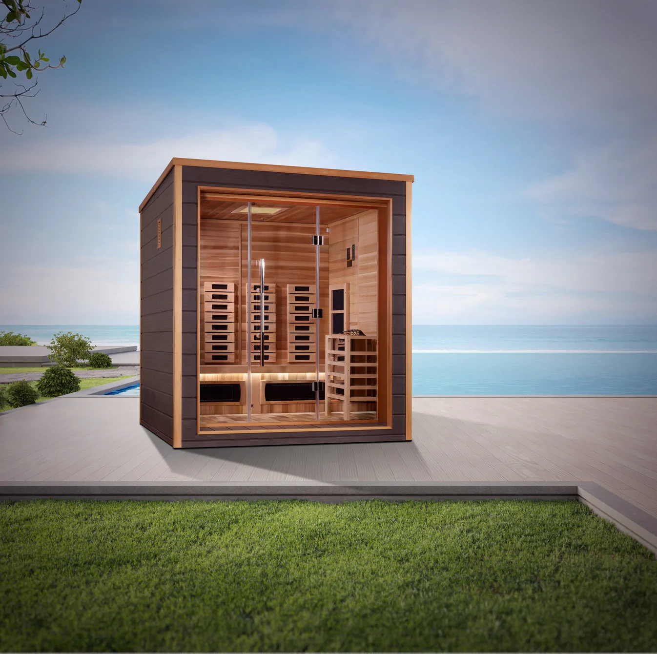 Golden Designs Visby 3 Person Outdoor-Indoor PureTech™ Hybrid Full Spectrum Sauna - Image 5