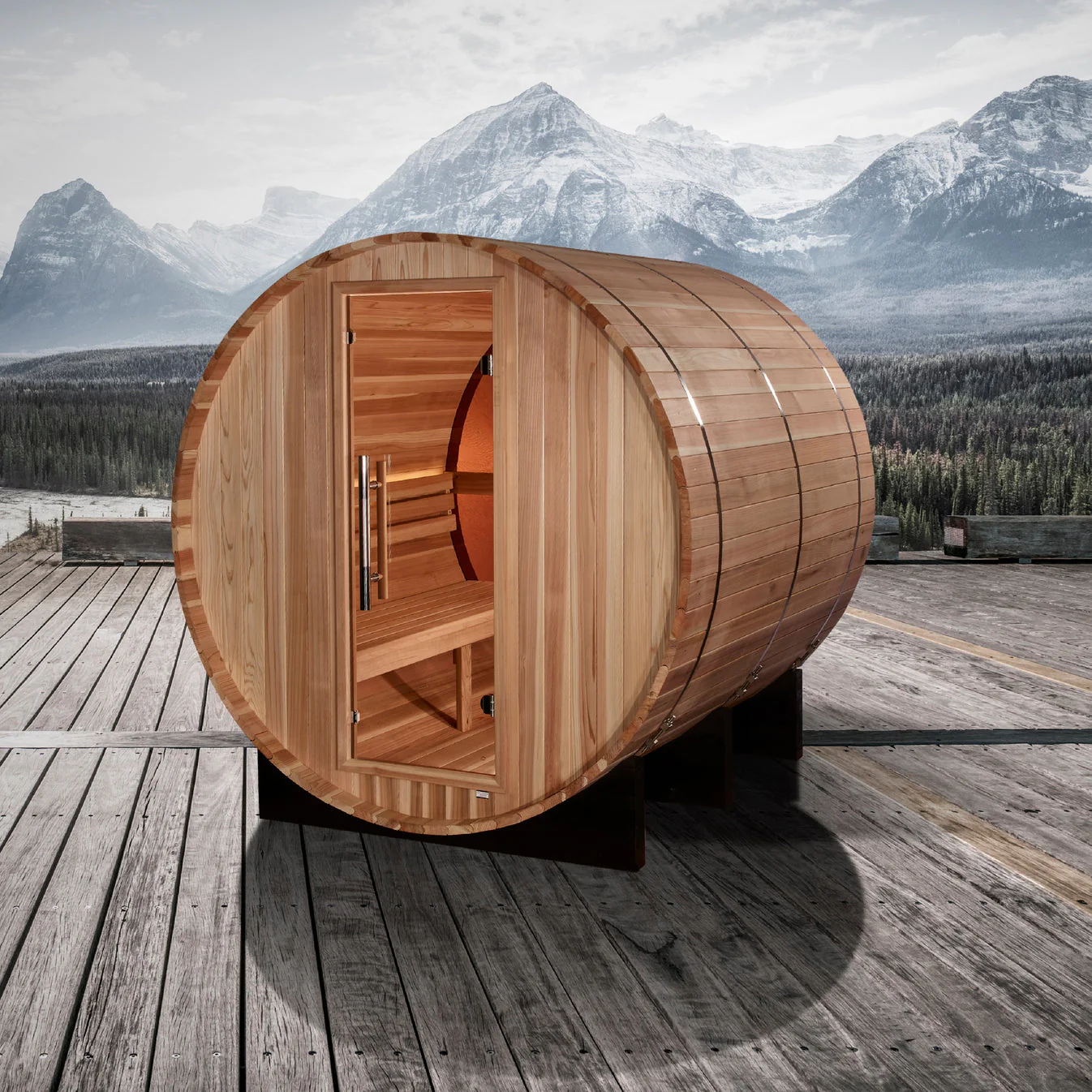 Golden Designs Zurich 4 Person Barrel with Bronze Privacy View Traditional Sauna - Image 2