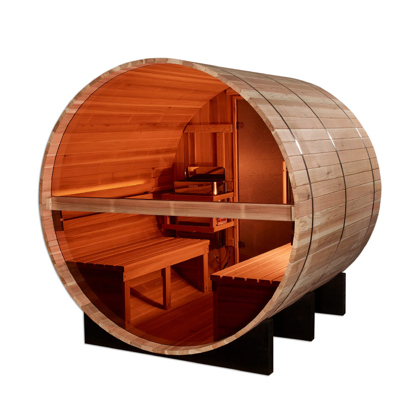 Golden Designs Zurich 4 Person Barrel with Bronze Privacy View Traditional Sauna - Image 5