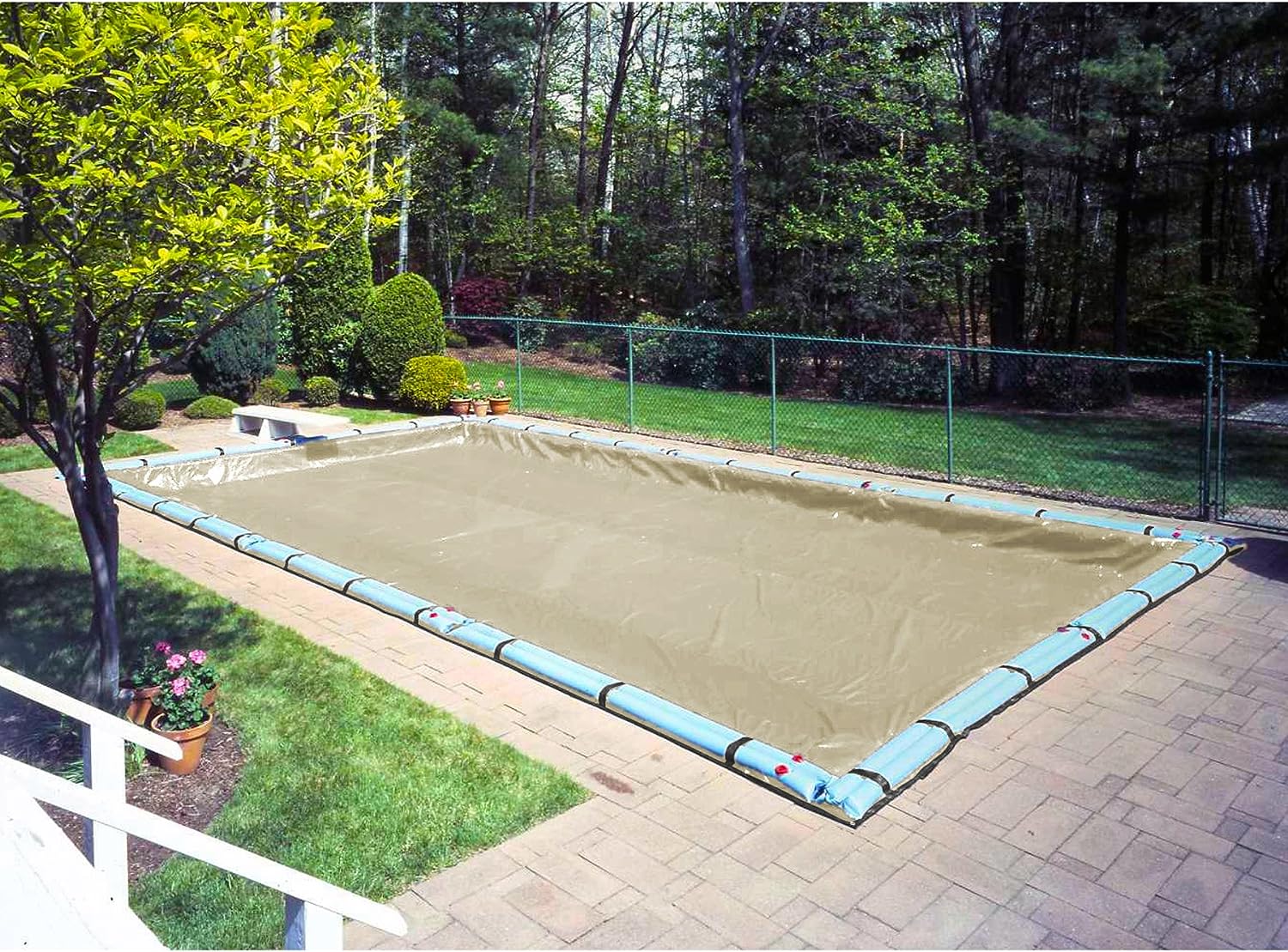 20-Year HPI Armor Kote Tan Rectangle In-Ground Pool Winter Cover - Image 4