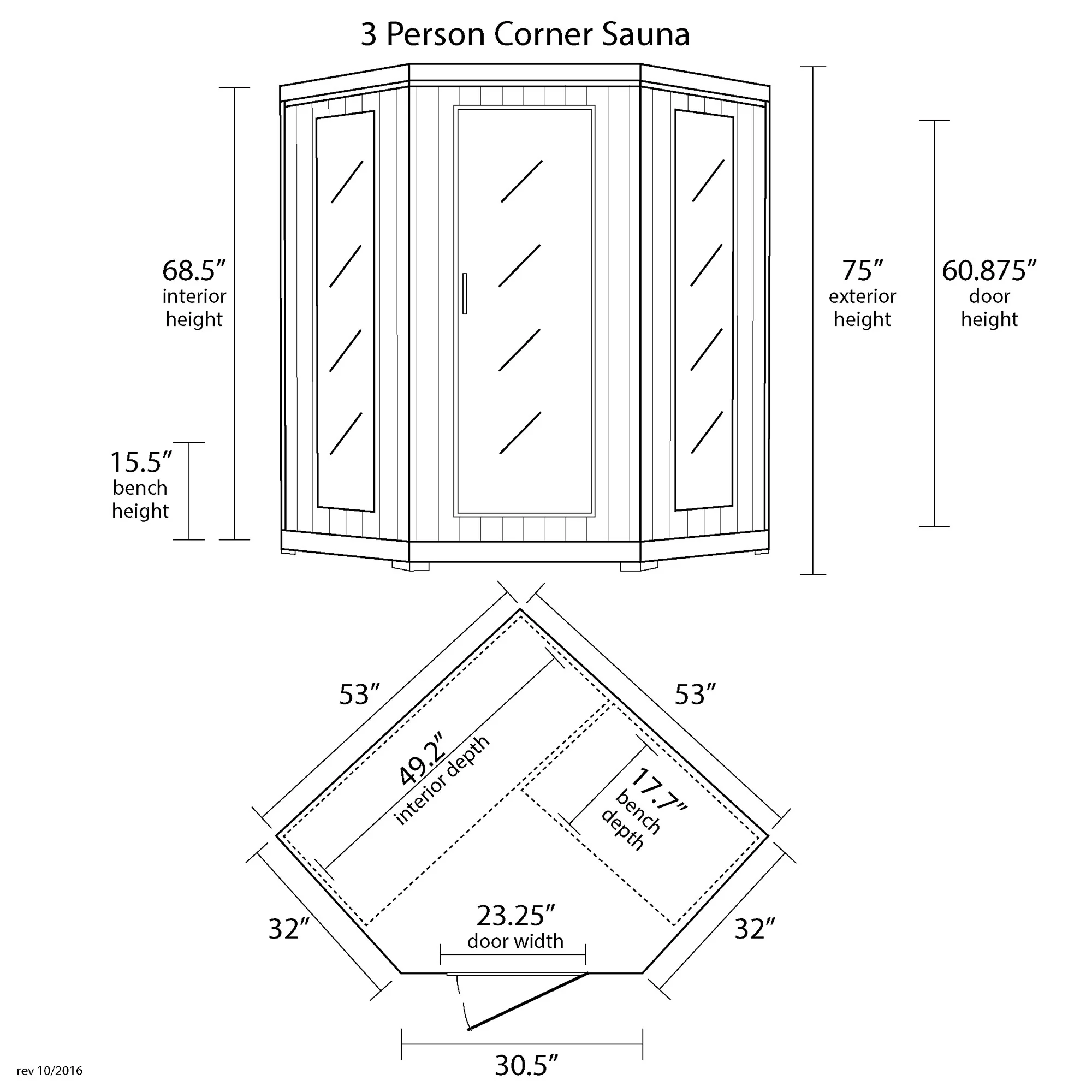 Hudson Bay 3 Person Cedar Corner Infrared Sauna with Carbon Heaters - Image 3