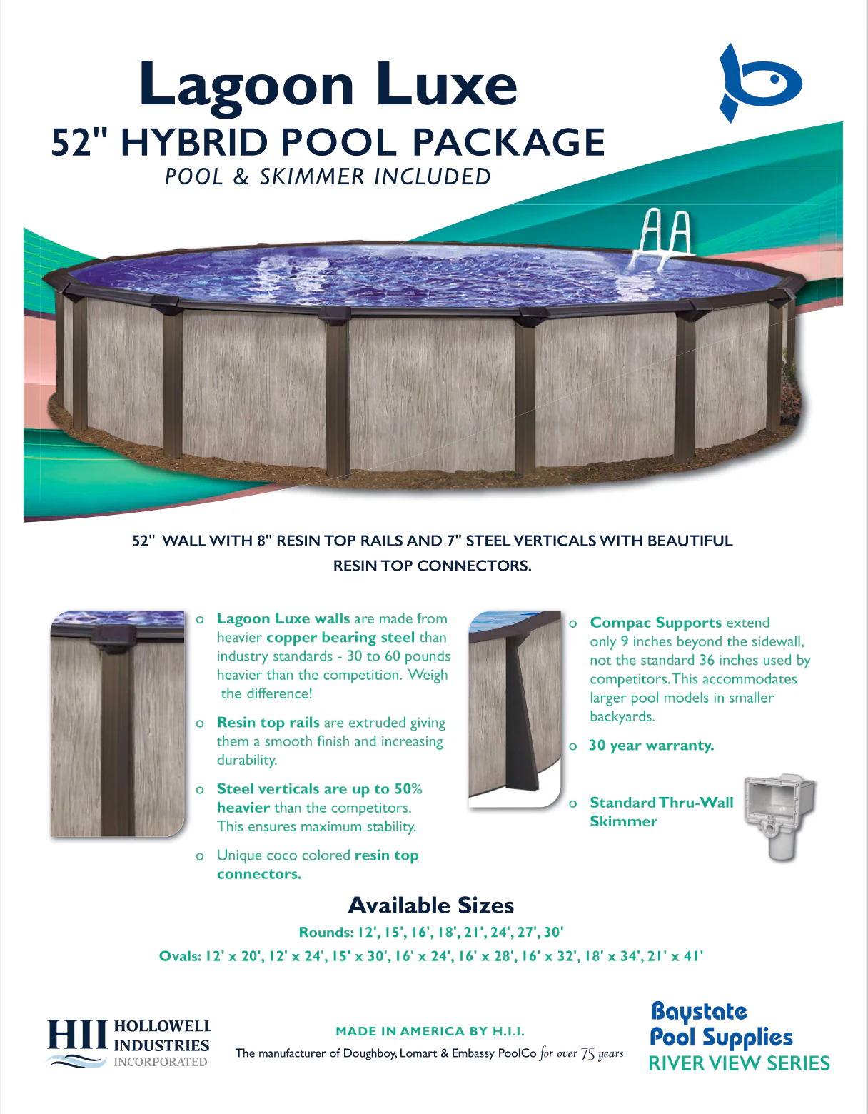 Lagoon Luxe 52" Tall Steel Above Ground Pool Kit plus Starter Package - Image 5