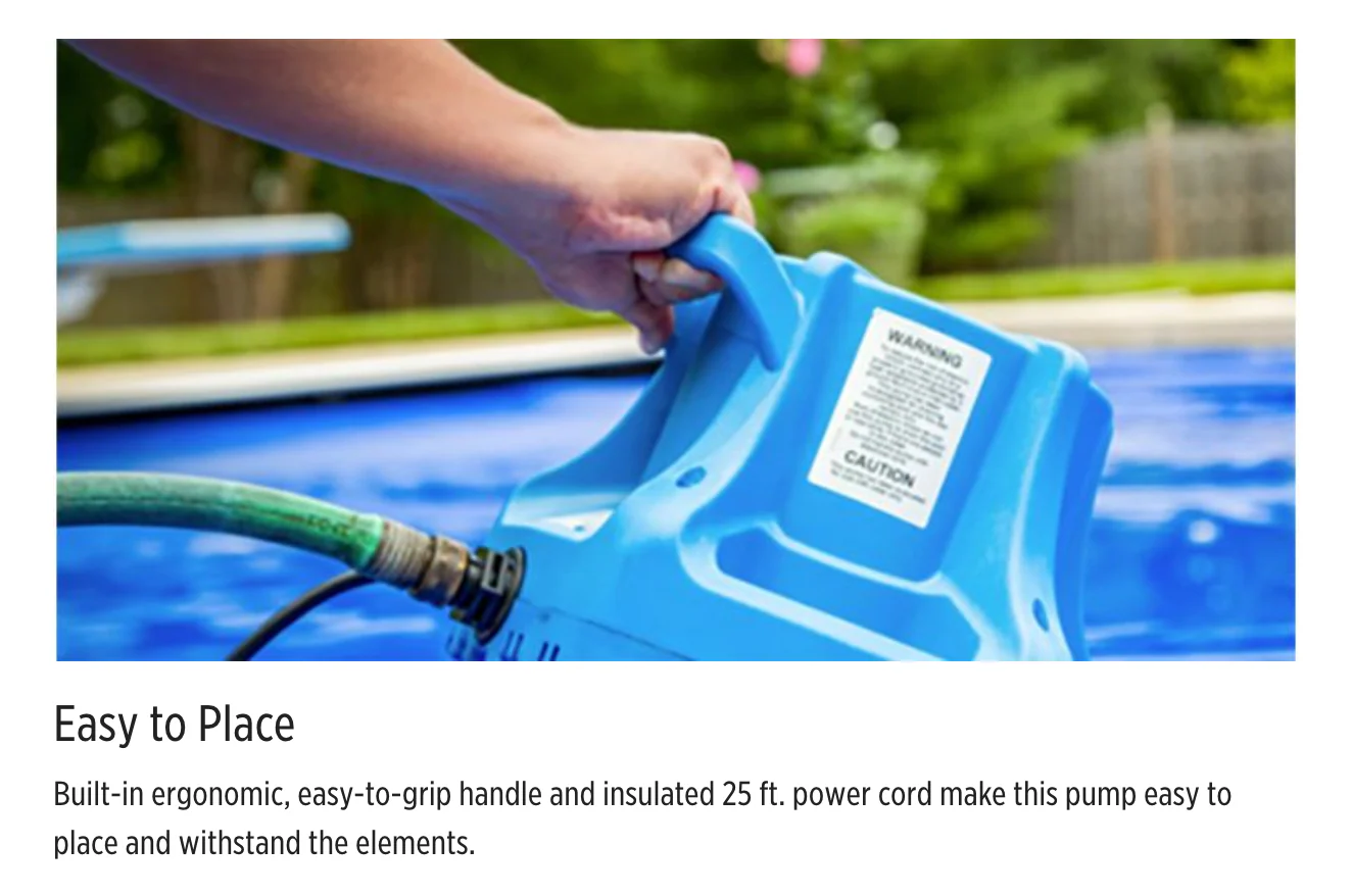 Little Giant Automatic Pool Cover Pump 1745 Max GPH w/ 25' Cord - Image 4