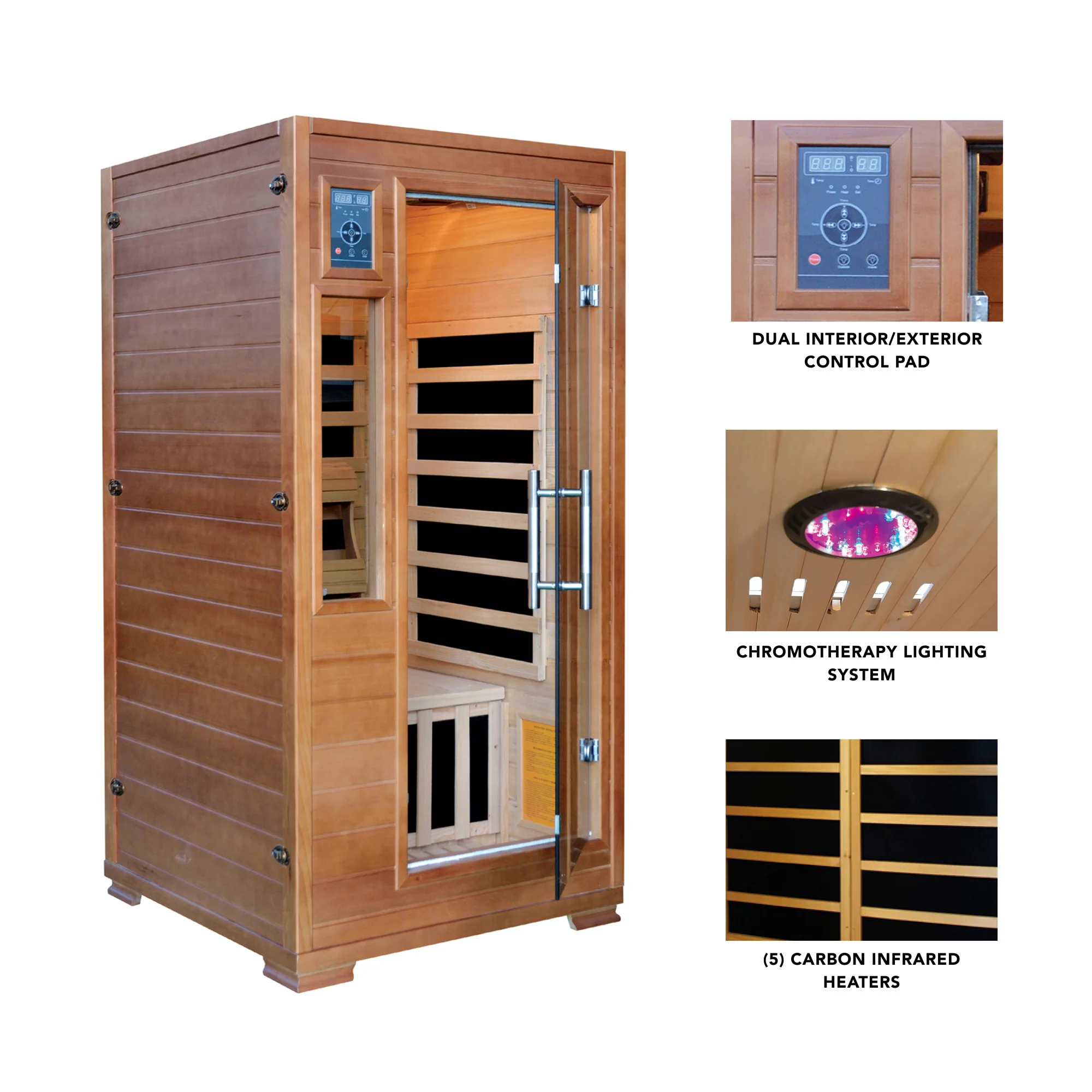 Majestic 1 Person Hemlock FAR Infrared Sauna Room - Image 3