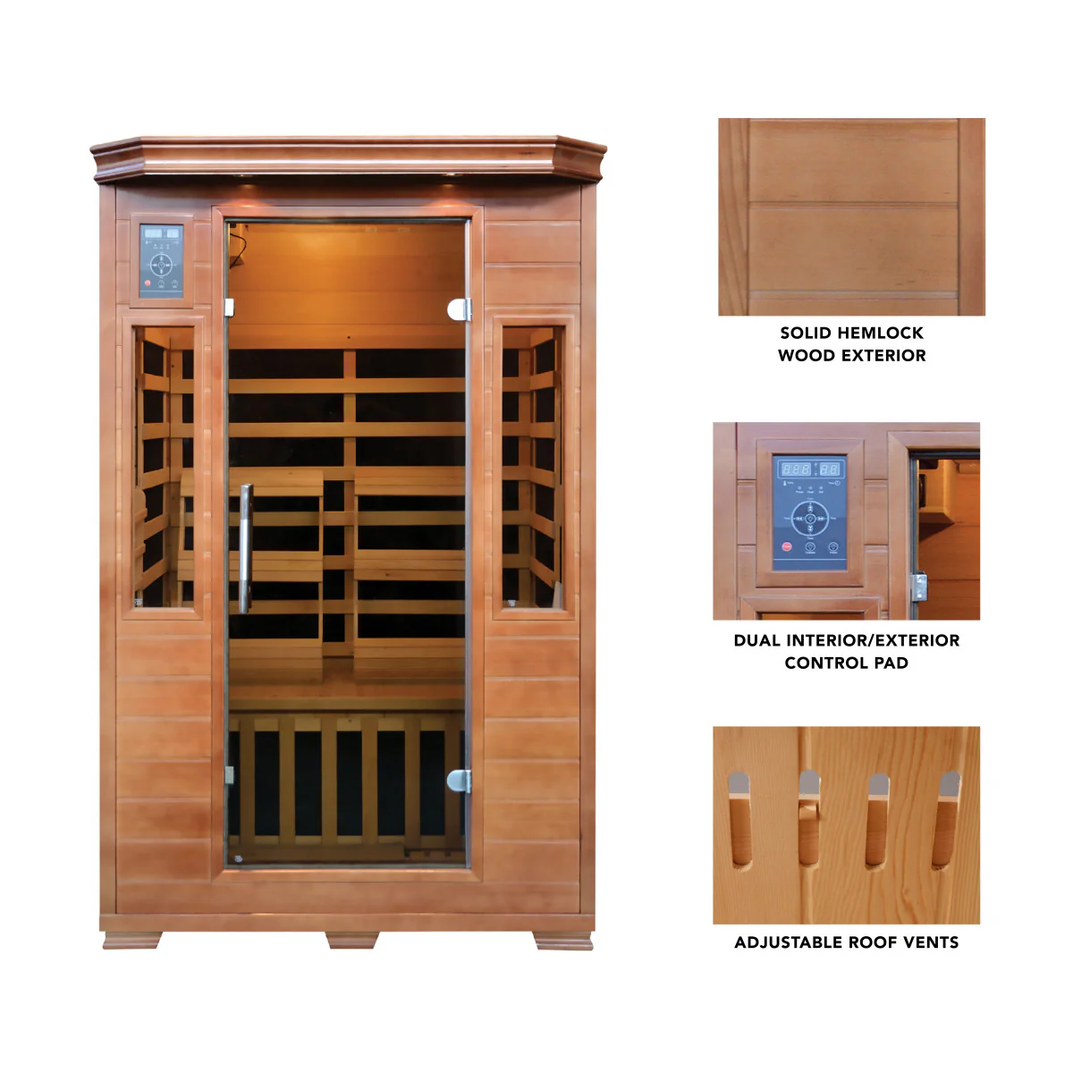 Majestic 1-2 Person Hemlock FAR Infrared Sauna Therapy Room - Image 3