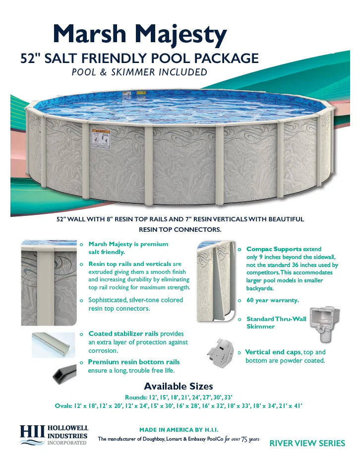 Marsh Majesty Salt-Friendly 52" Tall Resin Above Ground Pool Kit plus Starter Package - Image 7
