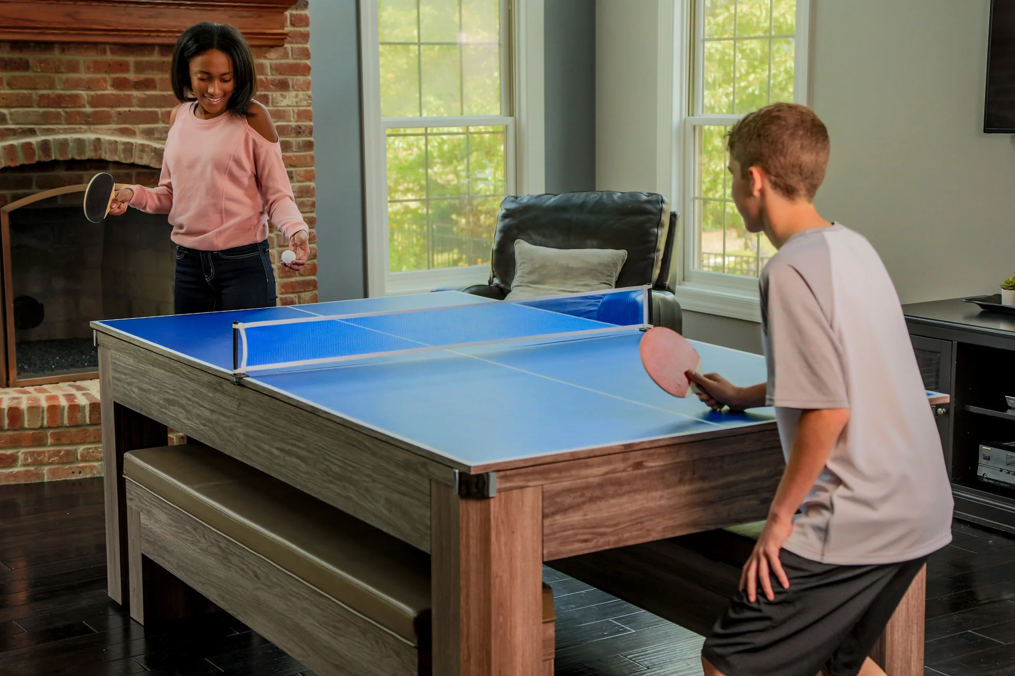 Newport 7-Ft Billards Multi Game Combo Table Set w/Benches - Image 10