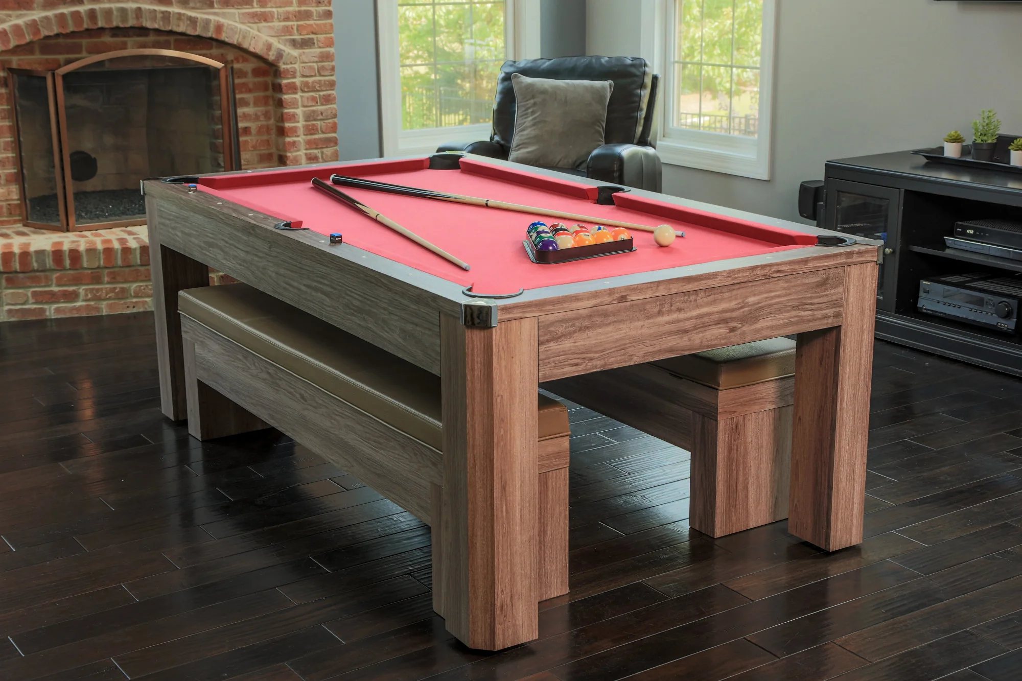 Newport 7-Ft Billards Multi Game Combo Table Set w/Benches - Image 8