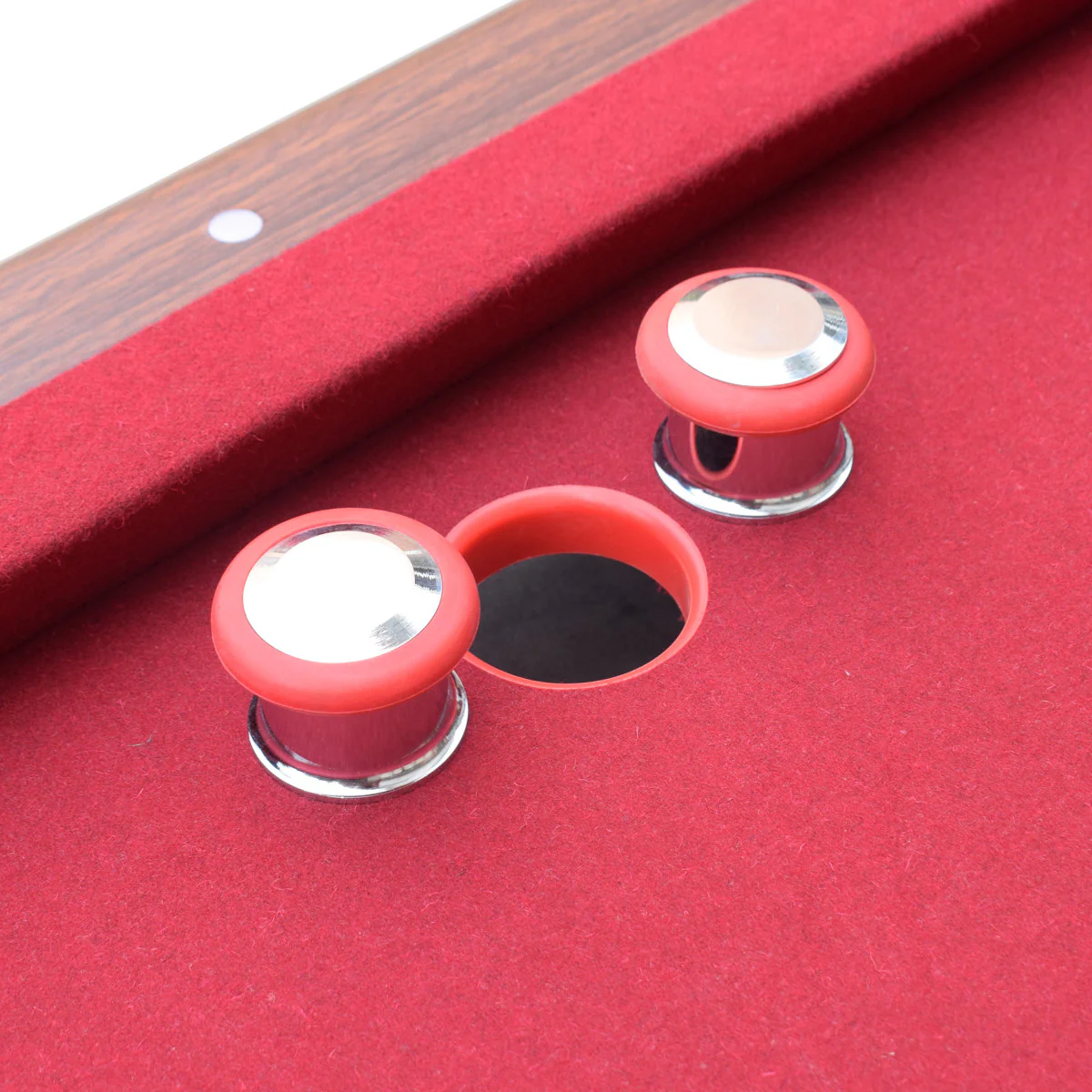 Renegade II 54" Bumper Pool Table - Walnut Finish with Red Felt - Image 11
