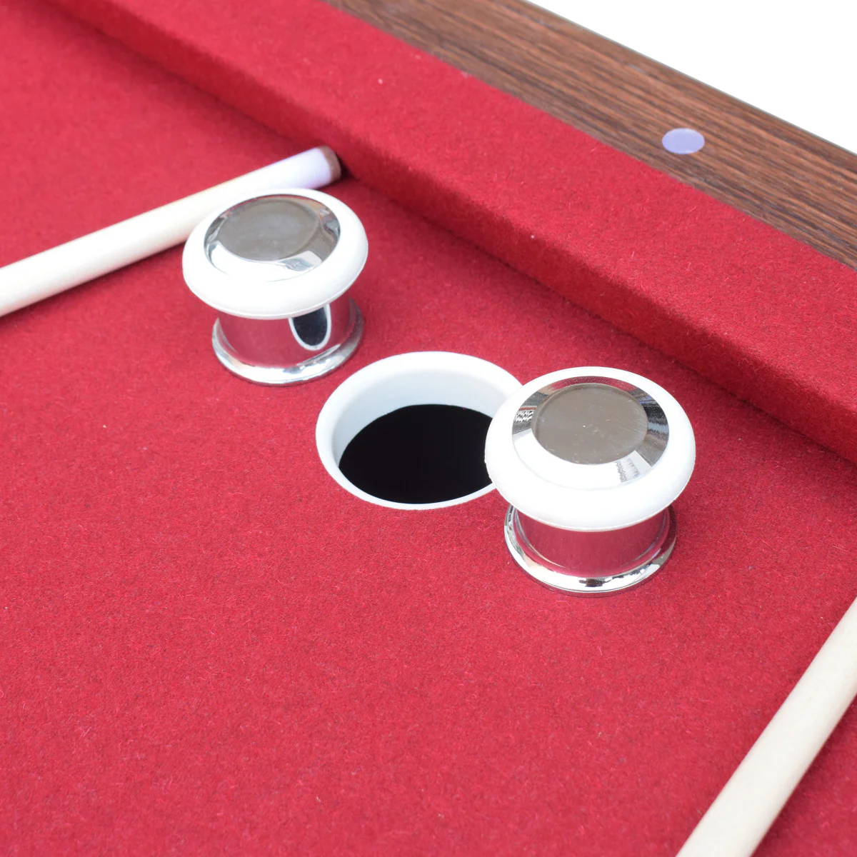 Renegade II 54" Bumper Pool Table - Walnut Finish with Red Felt - Image 12