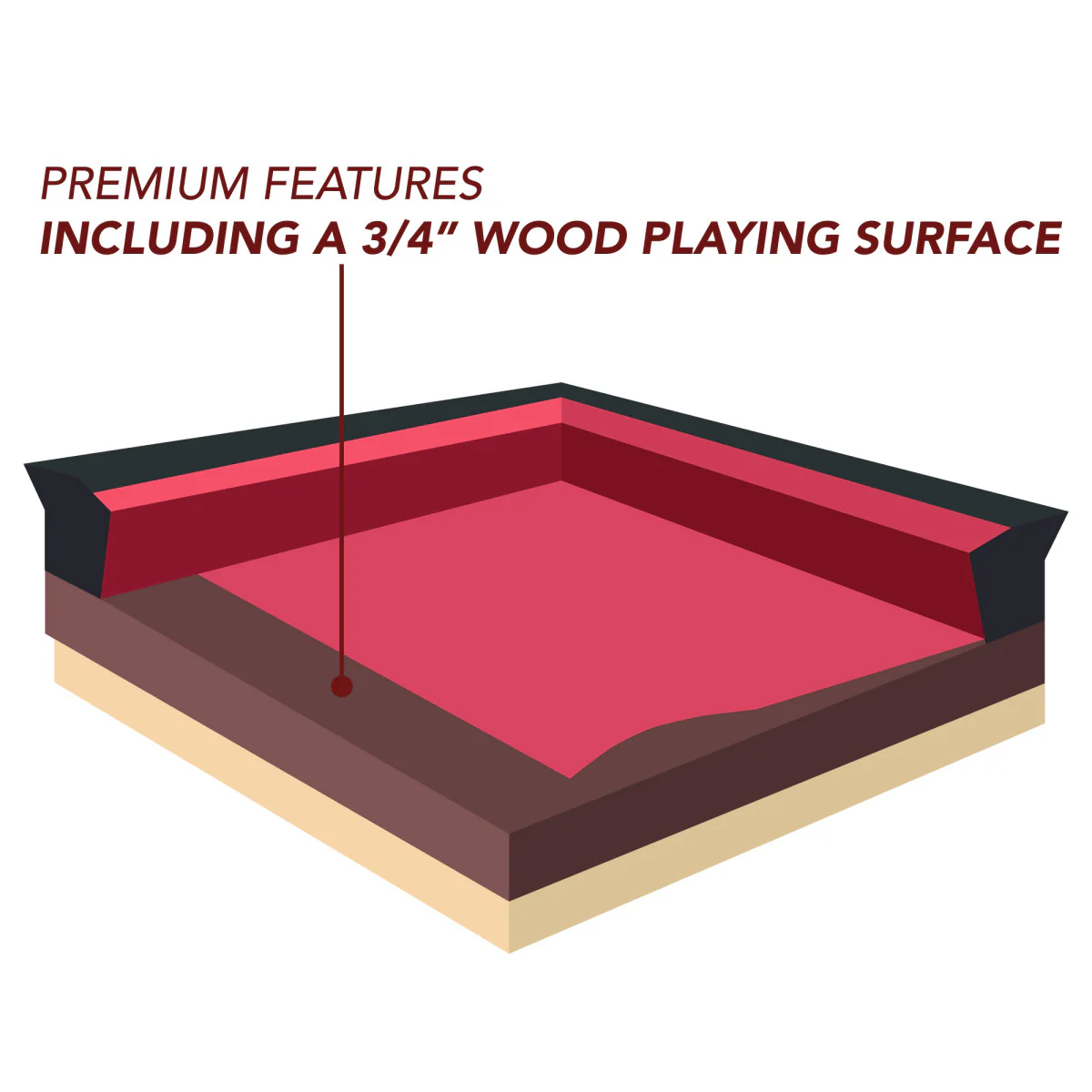 Renegade II 54" Bumper Pool Table - Walnut Finish with Red Felt - Image 6