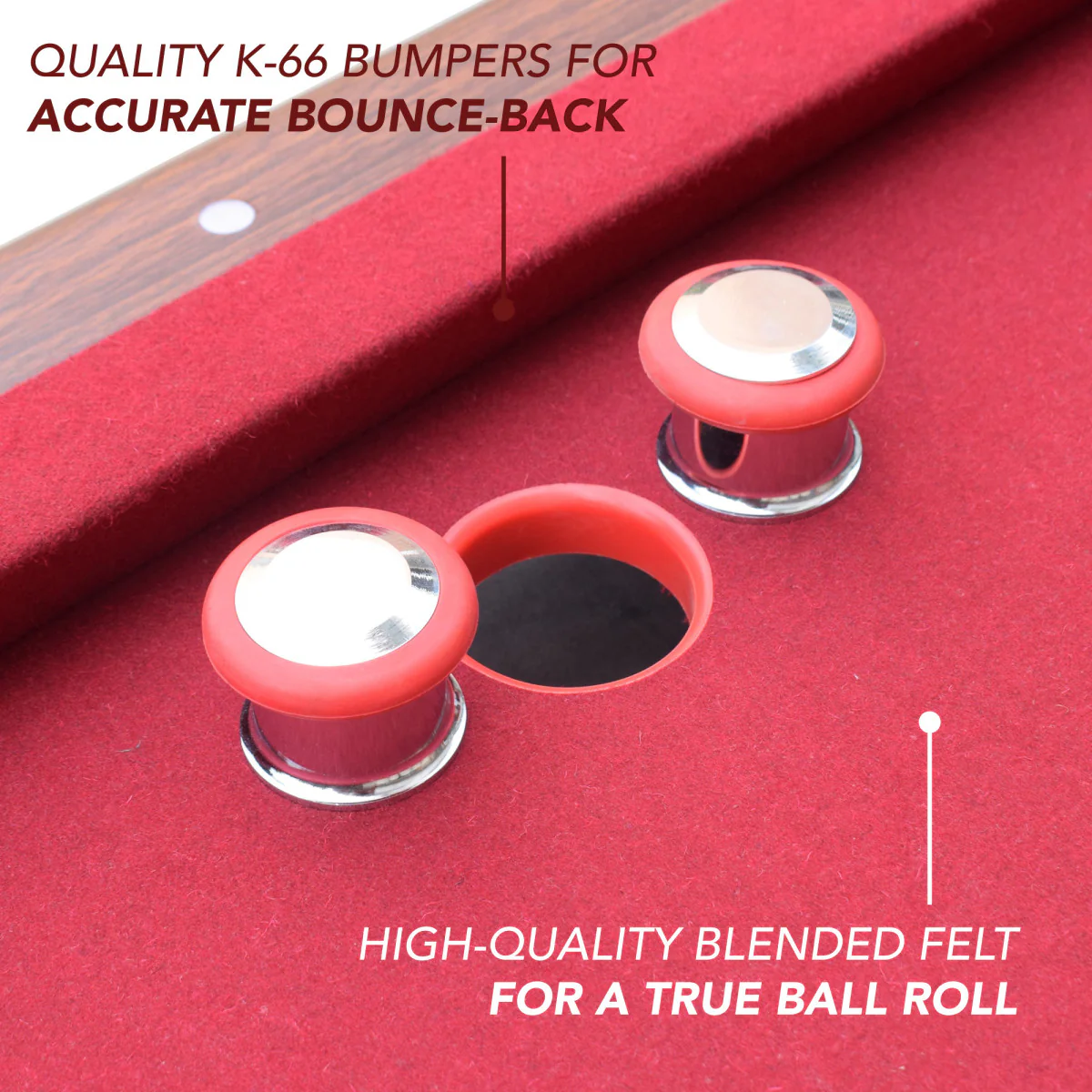Renegade II 54" Bumper Pool Table - Walnut Finish with Red Felt - Image 7