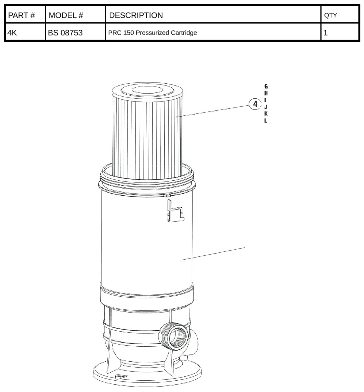 Replacement Cartridge BS 08753 PRC150 Above Ground Pool Filter System