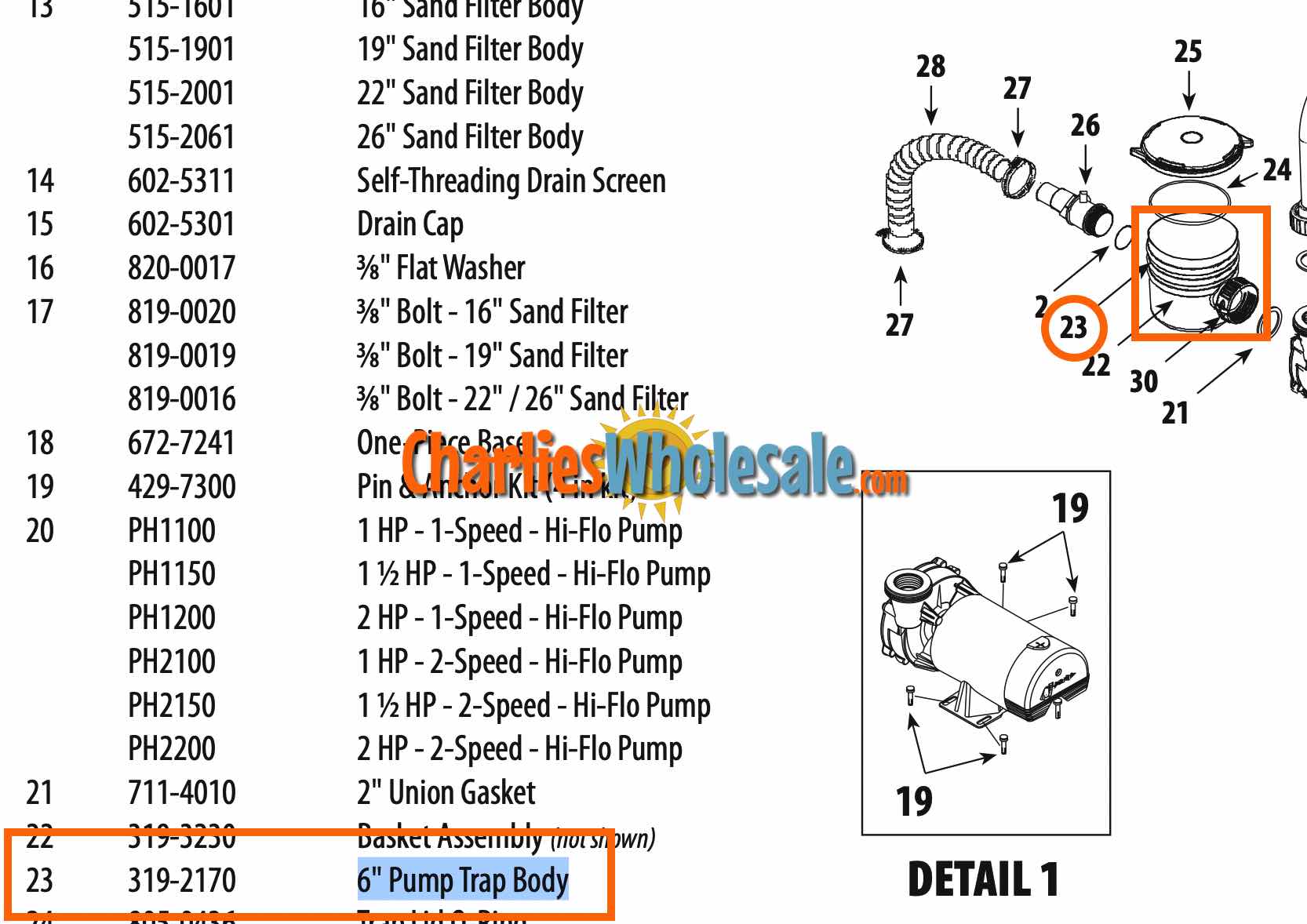 Replacement Part 319-2170 6" Pump Trap Body - Image 2
