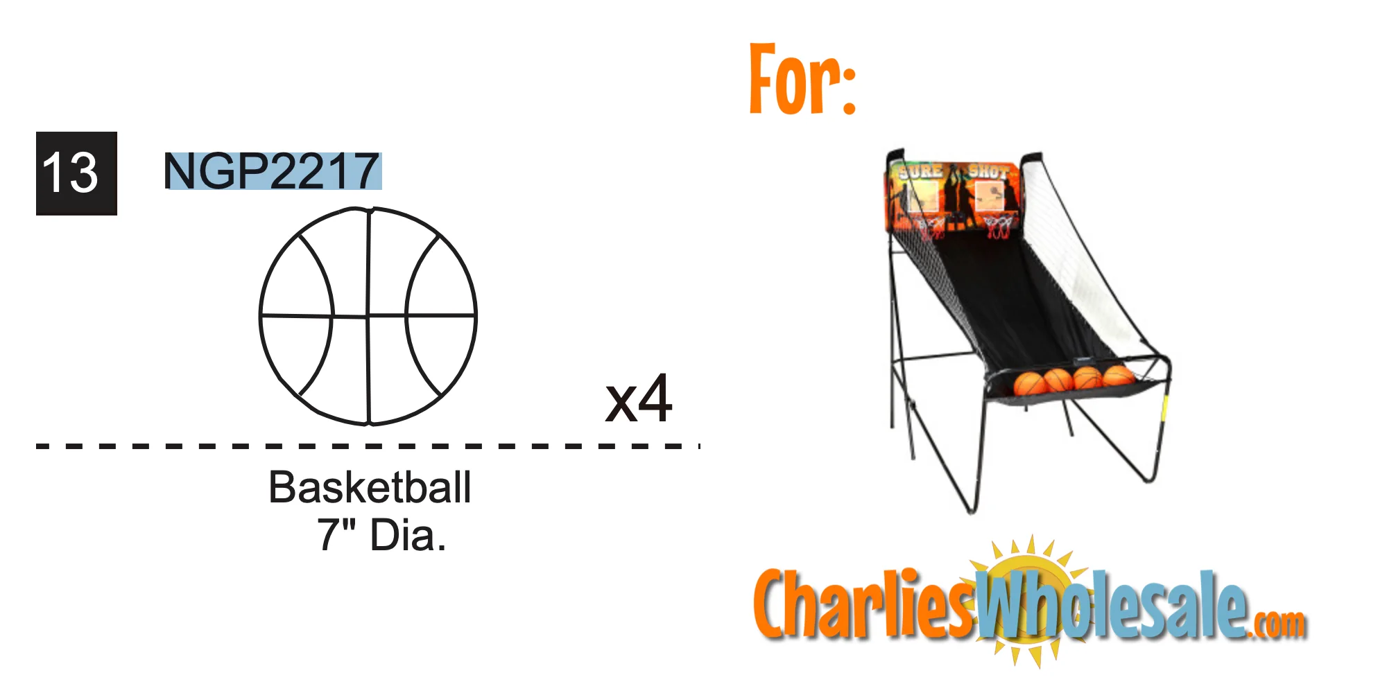 Replacement Part 4 (FOUR) NGP2217 Inflatable Basketballs for Sure Shot Hoops
