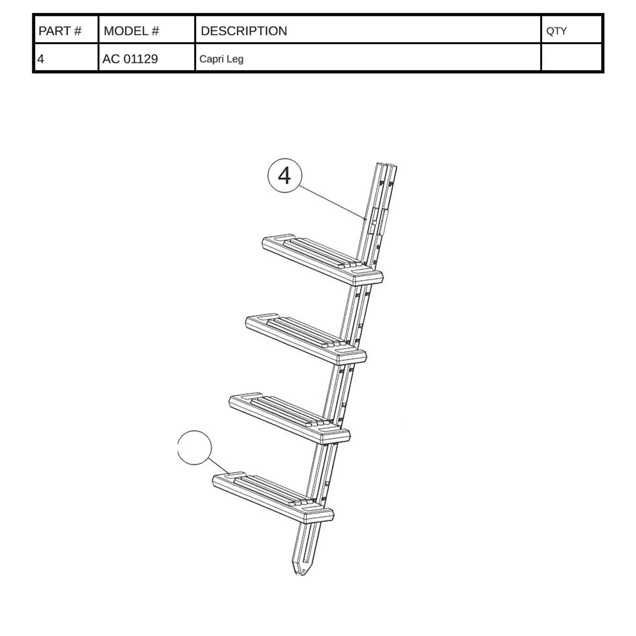 Replacement Part AC 01129 - Capri Leg - Image 2