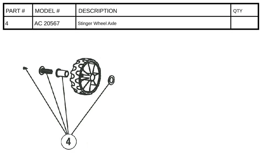 Replacement Part AC 20567 - Stinger Wheel Axle