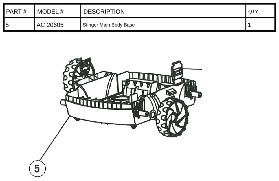 Replacement Part AC 20605 - Stinger Main Body Base