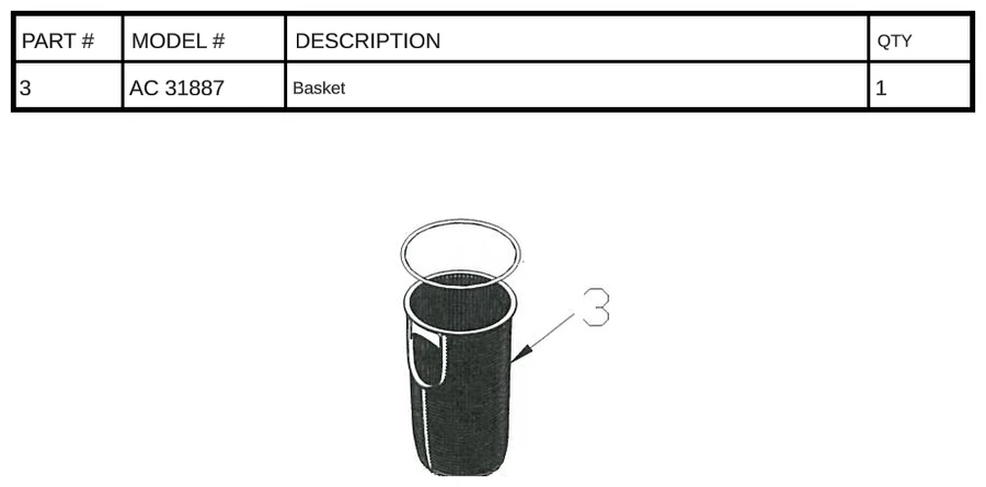 Replacement Part AC 31887 - Basket