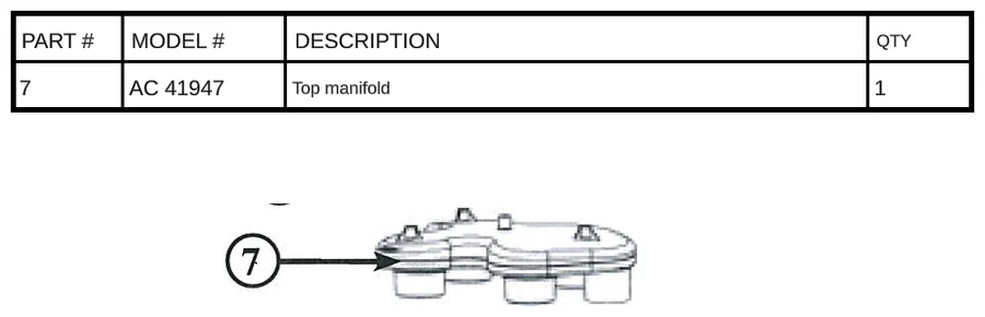 Replacement Part AC 41947 - Top Manifold