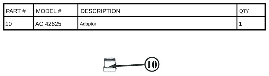 Replacement Part AC 42625 - Adaptor