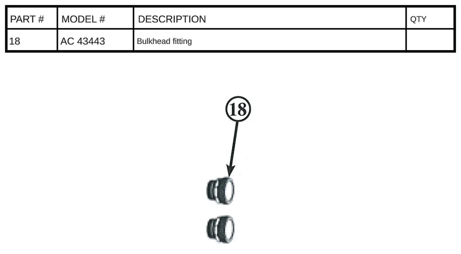 Replacement Part AC 43443 - Bulkhead fitting - Image 4