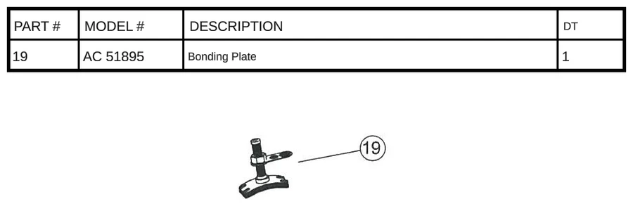 Replacement Part AC 51985 - Bonding Plate