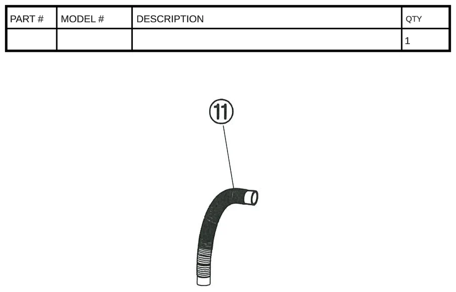 Replacement Part AC 52221 - 1.25" x 14" Hose